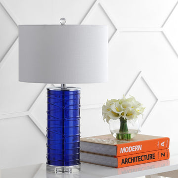 Cole 27.5" Modern Fused Glass Cylinder LED Table Lamp